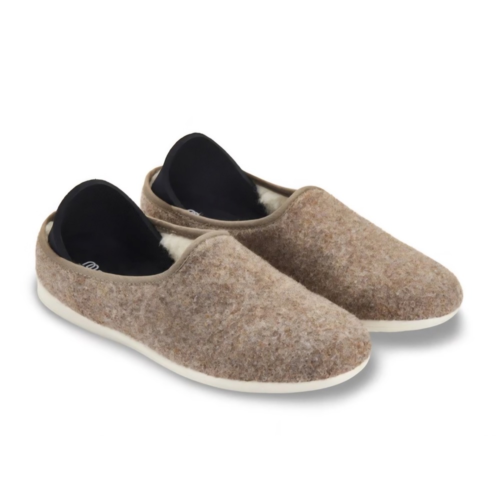 Mahabis Curve Wool Slippers Larvik Light Grey Beige Womens 9.5-10 EU 41
